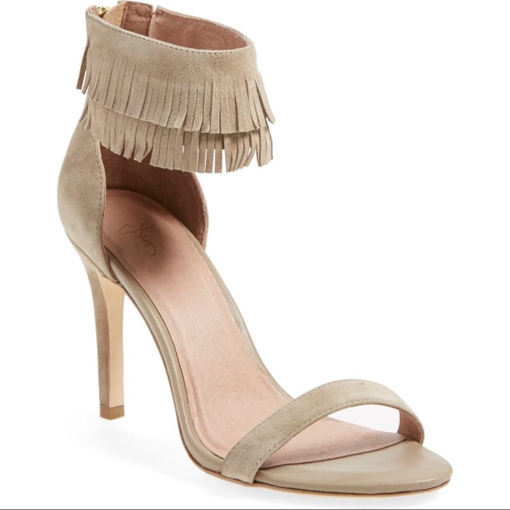 Joie Alek Fringe Ankle Strap Heels